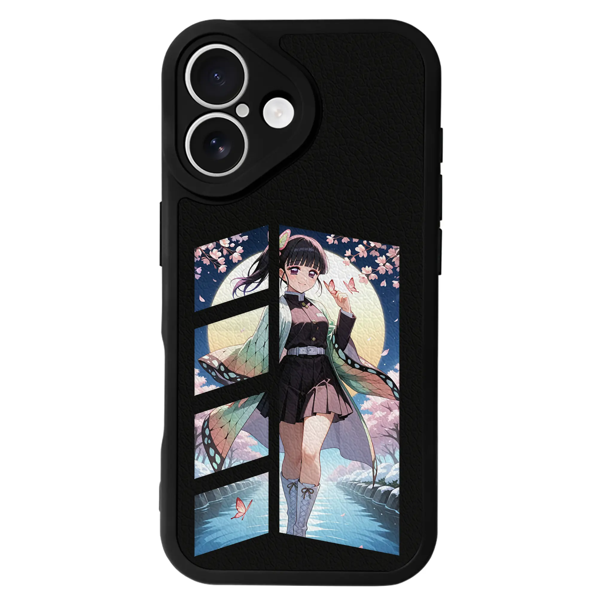 鬼滅の刃 グッズ,栗花落 カナヲ - IPhone 16シリーズ対応 ・ シリコンスマホケース ・ レザー調 ・ 高精度フィット ・ 耐衝撃 ・ ワイヤレス充電対応 ・ 精密カット